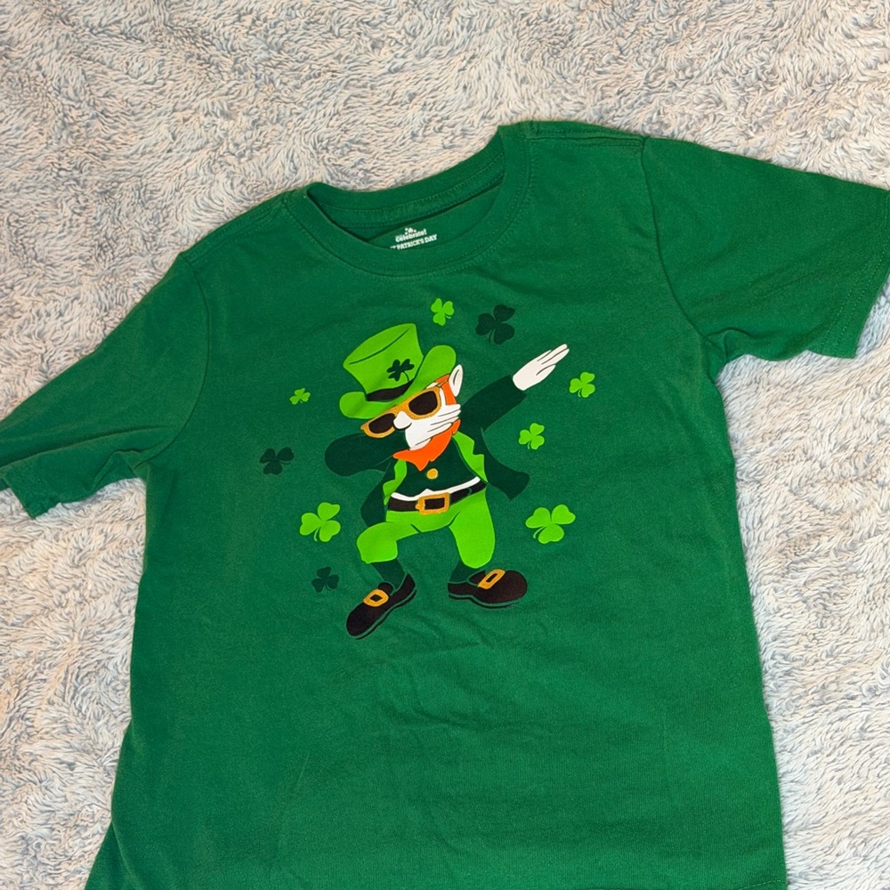 Green Kids Shirt with Dancing Leprechaun